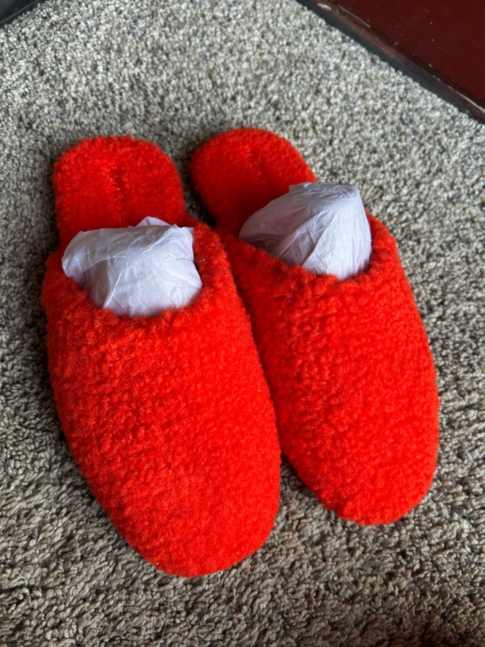 Bombas Bright Red/Orange Sherpa Slip-Ons
